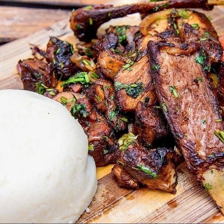 Sadza/ rice & pork